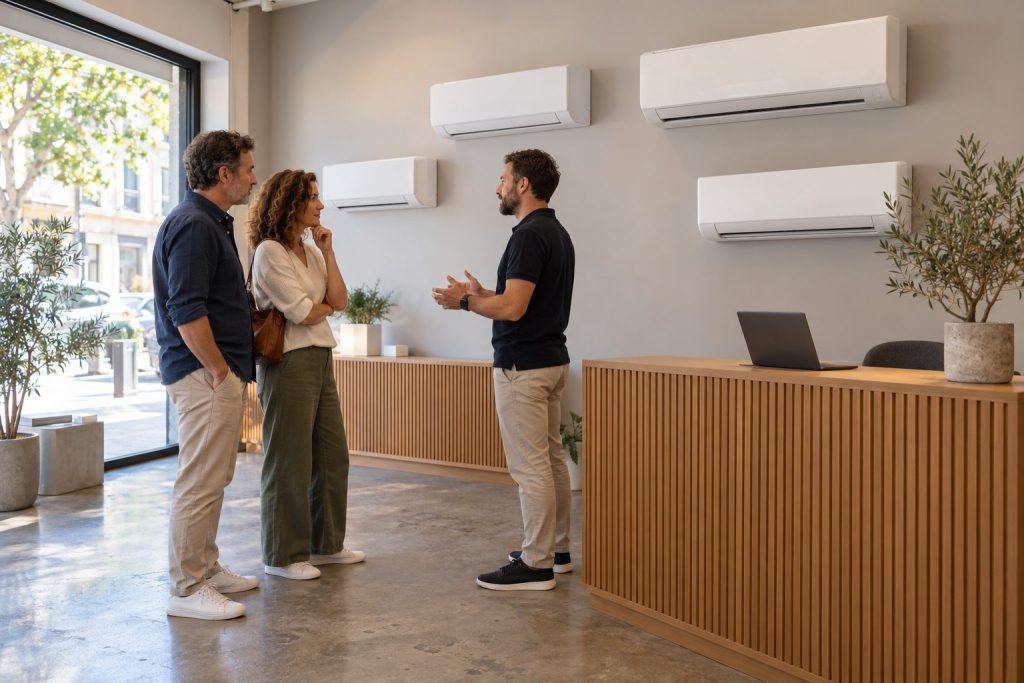 Showroom de Caldaiemural en Valencia con equipos split expuestos